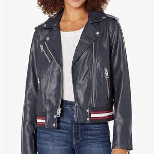 Levi  Faux Leather Moto Bomber Jacket